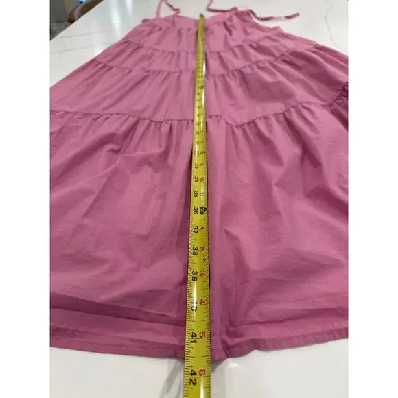 Madewell Sidonie Pink Poplin Midi Dress Tie Back Size Small - Picture 12 of 15